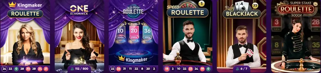 Kingmaker Casino live roulette and blackjack
